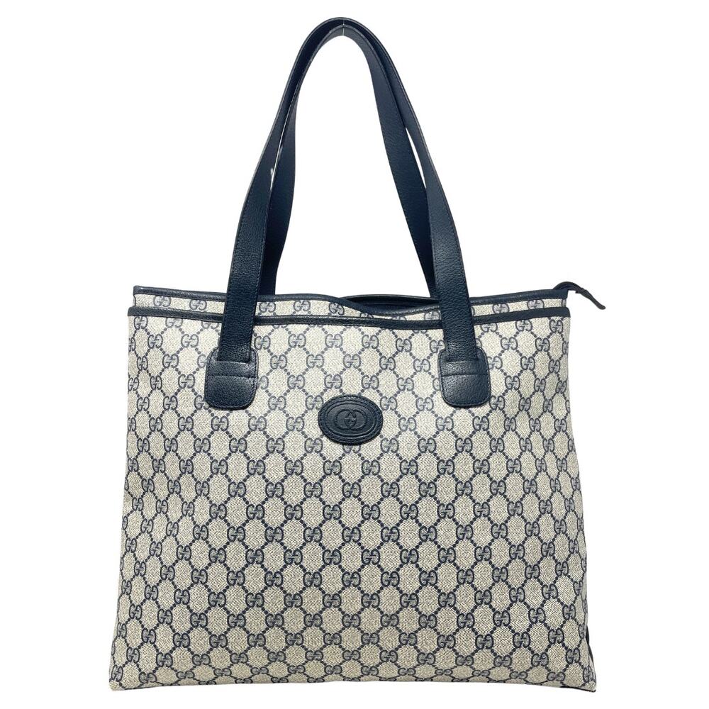 Gucci Bag Shoulder Tote Purse GG Guccissima Monogram Black Grey Leather Canvas